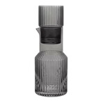 Gray Ribbed Glass 2-Piece Carafe Set 33.81 oz.