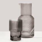 Gray Ribbed Glass 2-Piece Carafe Set 33.81 oz.