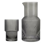 Gray Ribbed Glass 2-Piece Carafe Set 33.81 oz.