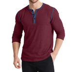 Contrast Details Henley Shirt // Red (L)