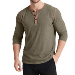 Contrast Details Henley Shirt // Army Green (L)