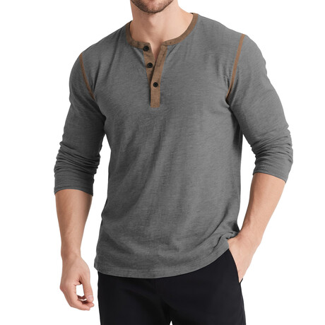 Contrast Details Henley Shirt // Grey (XS)