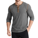 Contrast Details Henley Shirt // Grey (XL)