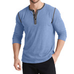 Contrast Details Henley Shirt // Sky Blue (L)