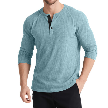Knit Henley Shirt // Lake Blue (XS)