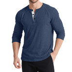 Knit Henley Shirt // Navy Blue (M)