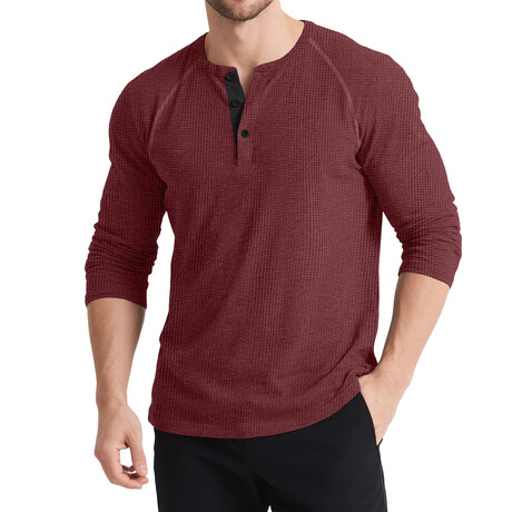 Knit Henley Shirt // Red (XS)