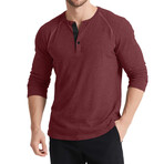 Knit Henley Shirt // Red (M)