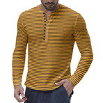 Striped Henley Shirt // Yellow (XL)