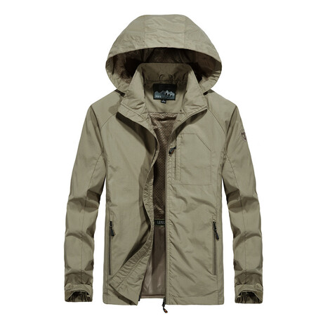 Hooded Utility Windbreaker // Khaki (XS)