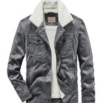 Trucker Withe Sherpa Lined Jacket // Gray (S)