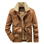 Trucker Withe Sherpa Lined Jacket // Khaki (S)