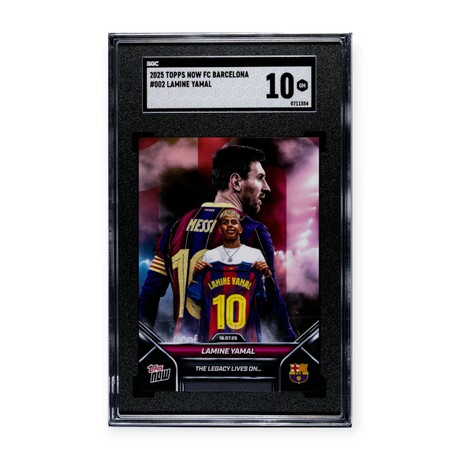 Lamine Yamal // 2025 Topps Now FC Barcelona w/ Lionel Messi // SGC 10 GM