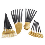BergHOFF DiNA Evolve 24Pc Stainless Steel Flatware Set, Black and Gold