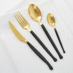BergHOFF DiNA Evolve 24Pc Stainless Steel Flatware Set, Black and Gold
