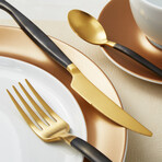BergHOFF DiNA Evolve 24Pc Stainless Steel Flatware Set, Black and Gold