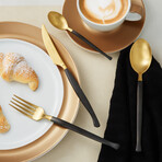 BergHOFF DiNA Evolve 24Pc Stainless Steel Flatware Set, Black and Gold