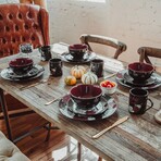 Disney Nightmare Before Christmas Jack and Sally Roses 16-Piece Dinnerware Set