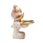 Adam & Friends Home Decor Butler Mouse With Tray Sculpture | 1-Piece | Pink Marble