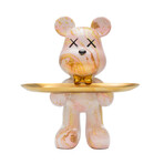 Adam & Friends Home Decor Butler Mouse With Tray Sculpture | 1-Piece | Pink Marble