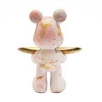 Adam & Friends Home Decor Butler Mouse With Tray Sculpture | 1-Piece | Pink Marble