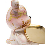 Adam & Friends Home Decor Butler Mouse With Tray Sculpture | 1-Piece | Pink Marble