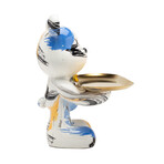 Adam & Friends Home Decor Butler Mouse With Tray Sculpture | 1-Piece | Newsprint