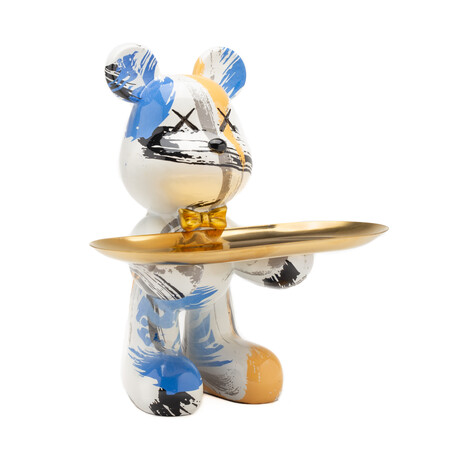 Adam & Friends Home Decor Butler Mouse With Tray Sculpture | 1-Piece | Newsprint