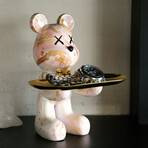 Adam & Friends Home Decor Butler Mouse With Tray Sculpture | 1-Piece | Pink Marble
