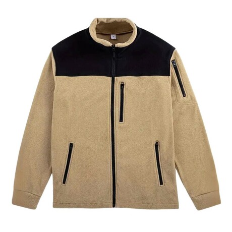 Blocked Fleece Jacket // Khaki (XS)