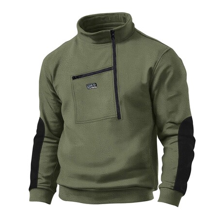 Half-Zip Fleece Pullover w/ Chest Pocket // Army green (XS)