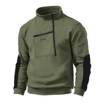 Half-Zip Fleece Pullover w/ Chest Pocket // Army green (2XL)