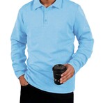 Nest Textured Long-sleeved Polo // Sky Blue (L)