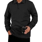 Nest Textured Long-sleeved Polo // Black (2XL)