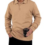 Nest Textured Long-sleeved Polo // Khaki (S)