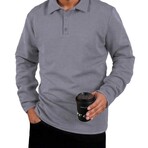 Nest Textured Long-sleeved Polo // Grey (XS)