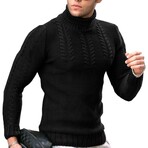 Roll-neck Knit Sweater // Black (XS)