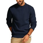 Crewneck Knit Sweater // Dark Blue (L)