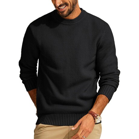 Crewneck Knit Sweater // Black (XS)