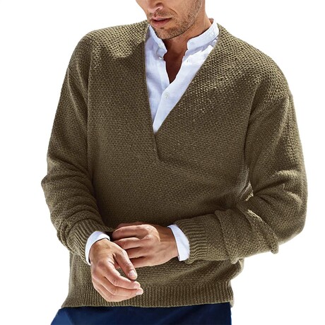  V-neck Sweater // Brown (XS)