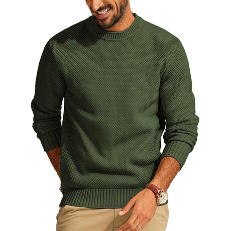 Crewneck Knit Sweater // Army Green (XS)
