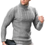 Roll-neck Knit Sweater // Grey (S)