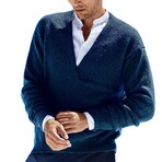 V-neck Sweater // Navy Blue (XS)