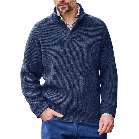 Stand Collar Sweater // Navy Blue (XS)