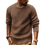 Crewneck Waffle Knit Sweater // Brown (S)