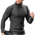 Roll-neck Knit Sweater // Dark Grey (S)