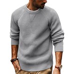 Crewneck Waffle Knit Sweater // Light Grey (2XL)