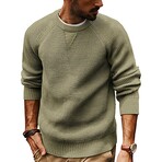 Crewneck Waffle Knit Sweater // Army Green (L)