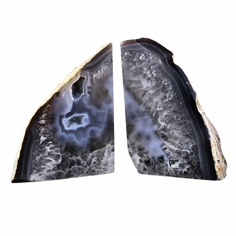 Eternity Agate Large Pair Bookends // Grey