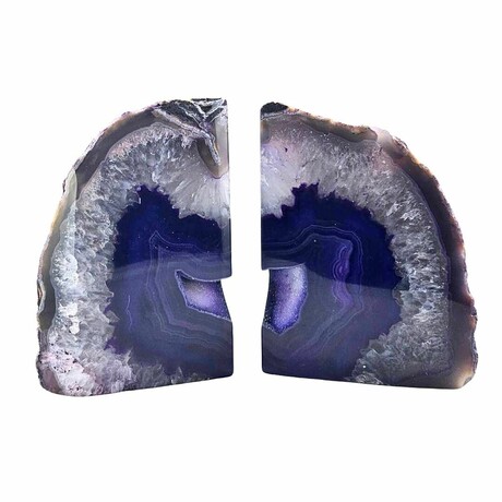 Eternity Agate Large Pair Bookends // Purple